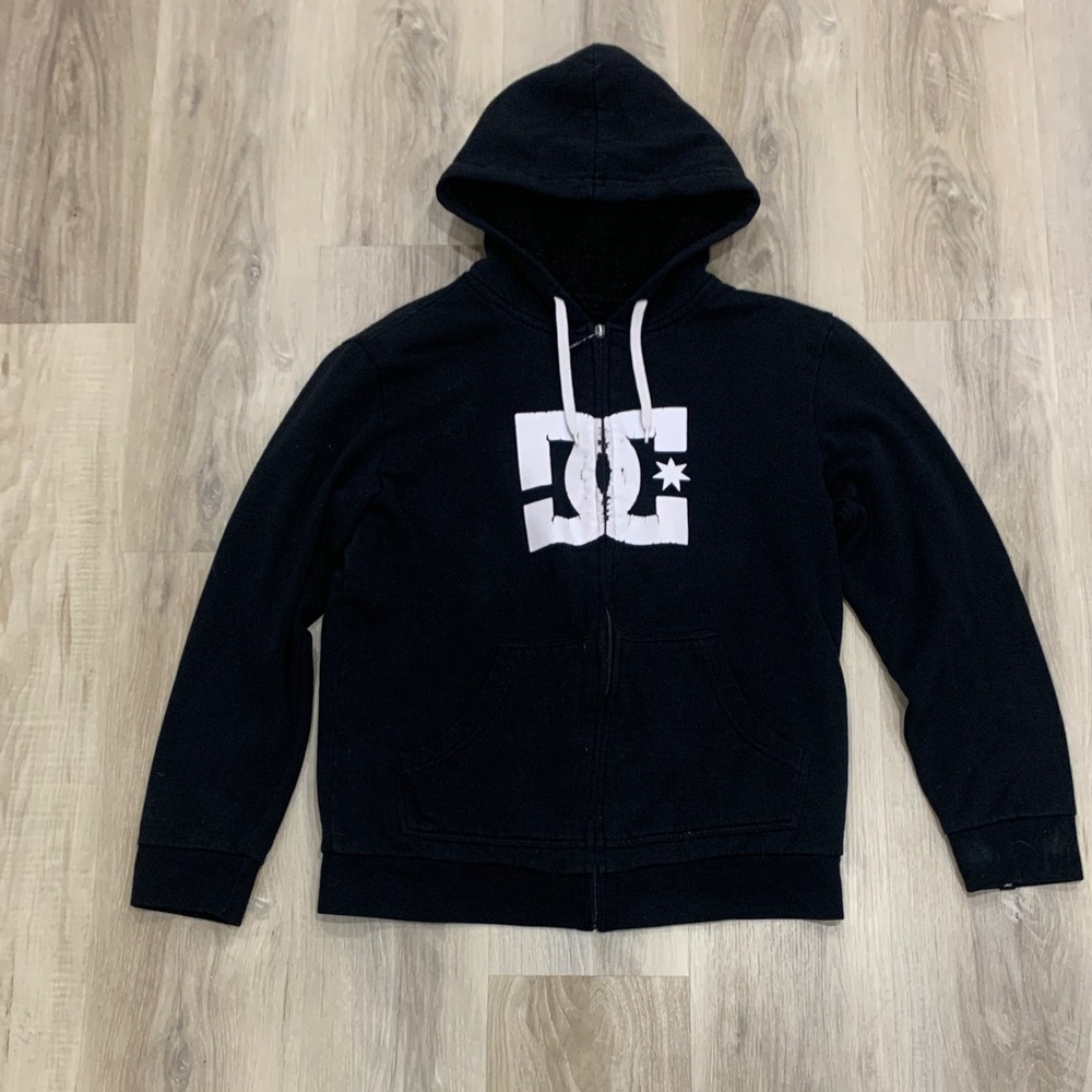 DC Men's Black Hoodie with White Logo